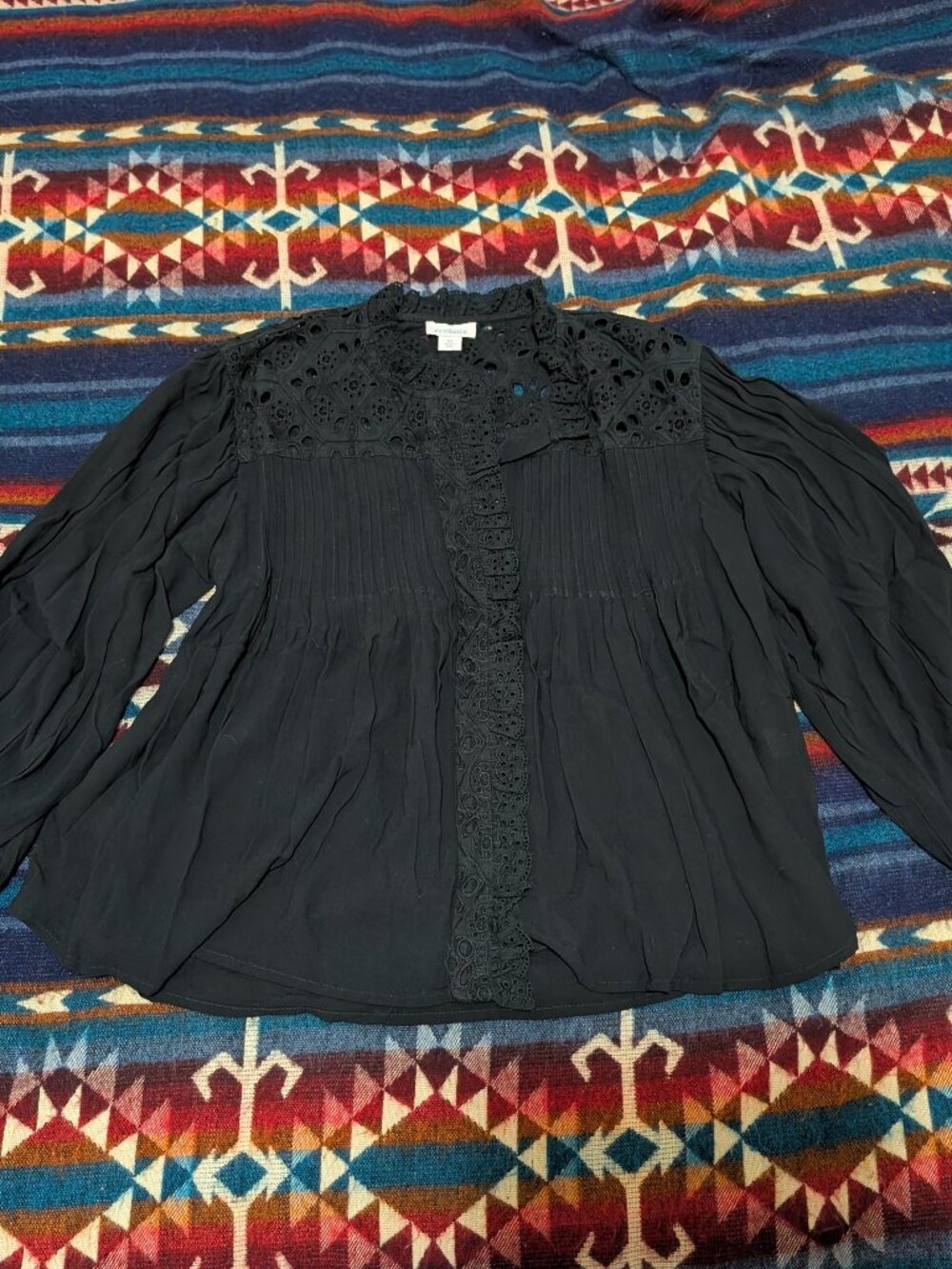 Sundance Black lace blouse XS
